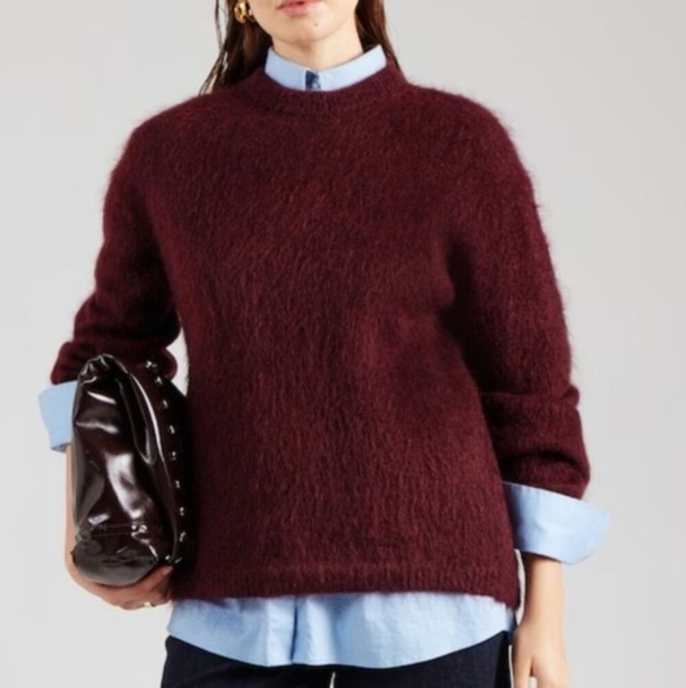 Minimalist & Other Stories Mohair Sweater S Maroon Fuzzy Elevated Basic Chic